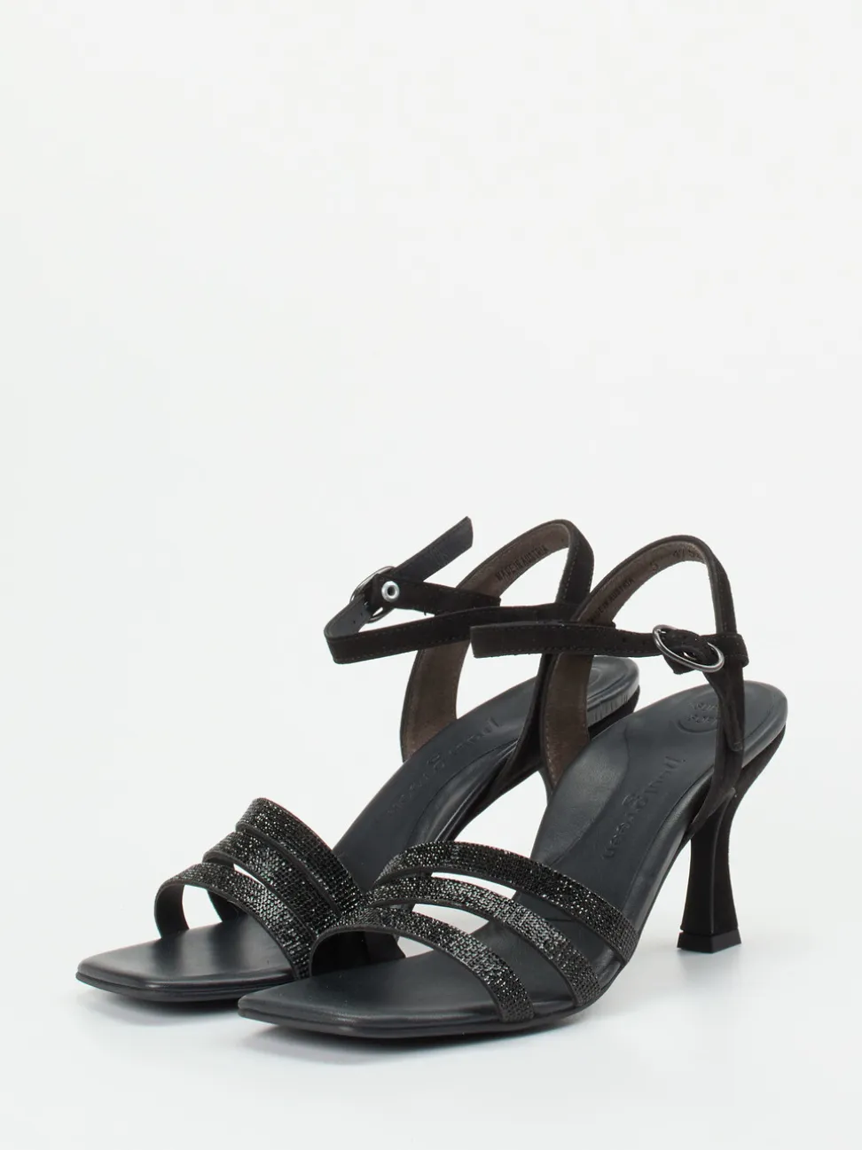 Paul Green – High Heel Sandalette aus Metallicleder schwarz