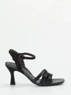 Paul Green – High Heel Sandalette aus Metallicleder schwarz