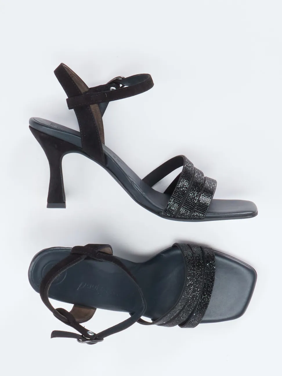 Paul Green – High Heel Sandalette aus Metallicleder schwarz