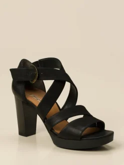 Paul Green – High Heel Sandalen aus Nubukleder Schwarz