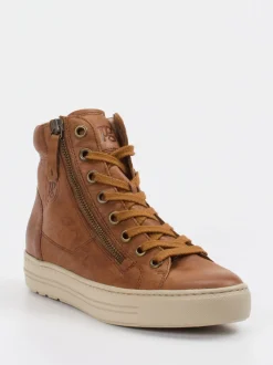 Paul Green – High-Top Sneaker aus Kalbleder cognac
