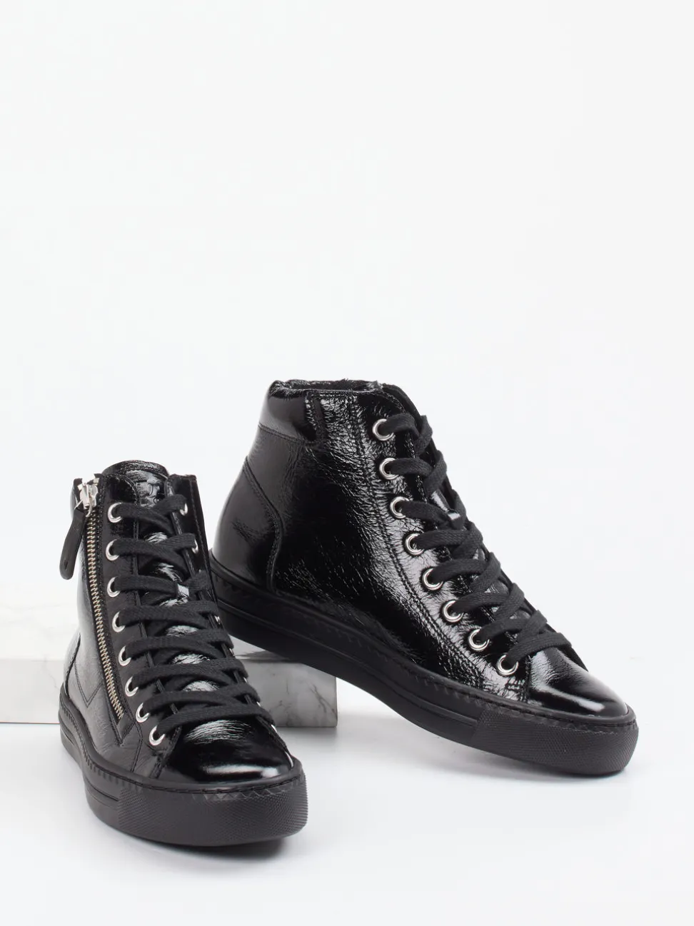 Paul Green – High-Top Sneaker aus Kalbleder schwarz