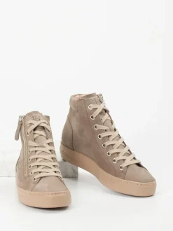 Paul Green – High-Top Sneaker aus Nubukleder taupefarben