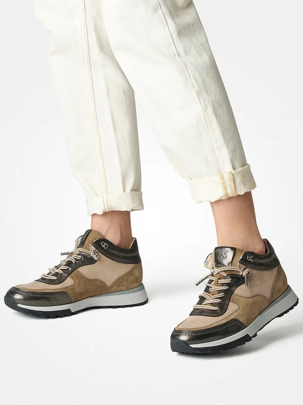 Paul Green – High-Top Sneaker aus Veloursleder Sandbeige