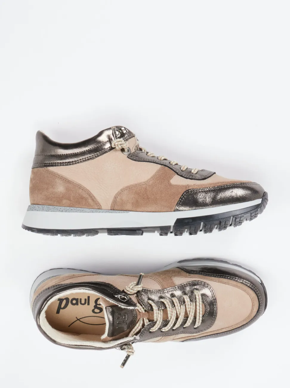 Paul Green – High-Top Sneaker aus Veloursleder Sandbeige