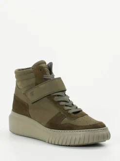 Paul Green – High-Top-Sneaker aus Veloursleder olivgrün