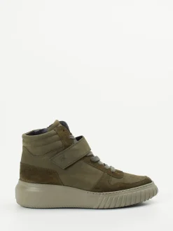 Paul Green – High-Top-Sneaker aus Veloursleder olivgrün