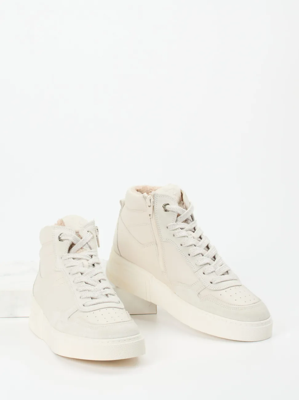Paul Green – High-Top-Sneaker aus Leder cremeweiß