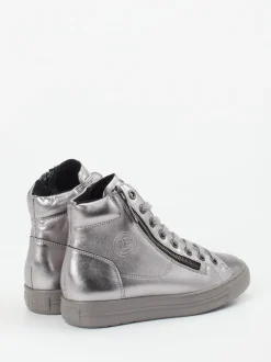 Paul Green – High-Top-Sneaker aus Metallicleder silber