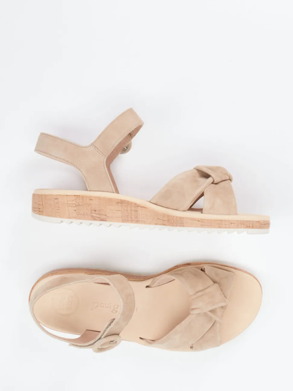 Paul Green – Keilsandalette aus Veloursleder beige