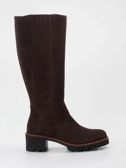 Paul Green – Kniehohe Stiefel aus Veloursleder Braun