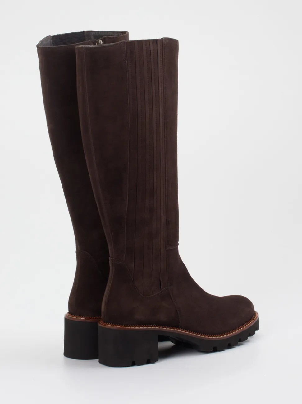 Paul Green – Kniehohe Stiefel aus Veloursleder Braun