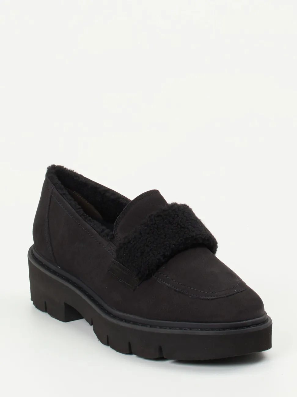 Paul Green – Loafer aus Nubukleder mit Kunstfell