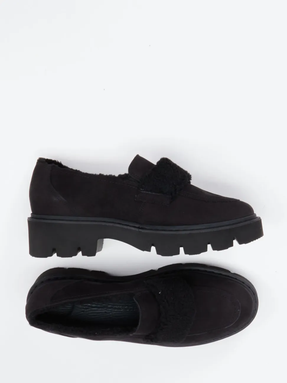 Paul Green – Loafer aus Nubukleder mit Kunstfell