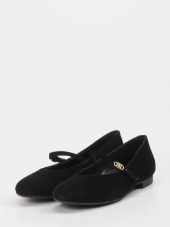 Paul Green – Mary Jane Ballerinas aus Veloursleder Schwarz