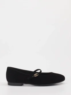 Paul Green – Mary Jane Ballerinas aus Veloursleder Schwarz