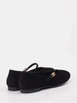 Paul Green – Mary Jane Ballerinas aus Veloursleder Schwarz