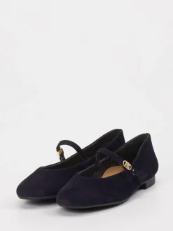 Paul Green – Mary-Jane-Ballerina aus Veloursleder Dunkelblau