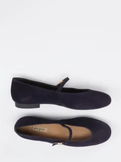 Paul Green – Mary-Jane-Ballerina aus Veloursleder Dunkelblau