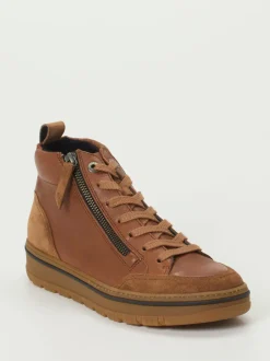 Paul Green – Mid-Top Sneaker aus Kalbleder cognacbraun