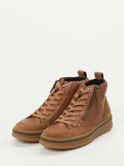 Paul Green – Mid-Top Sneaker aus Kalbleder cognacbraun