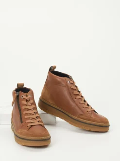 Paul Green – Mid-Top Sneaker aus Kalbleder cognacbraun