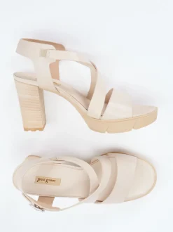 Paul Green – Plateau-Sandaletten aus Kalbleder beige