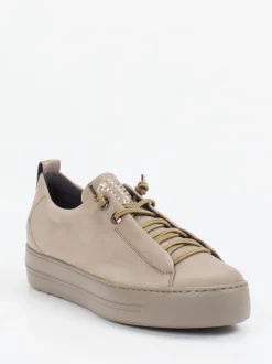 Paul Green – Plateau-Sneaker aus Nubukleder beigegrau