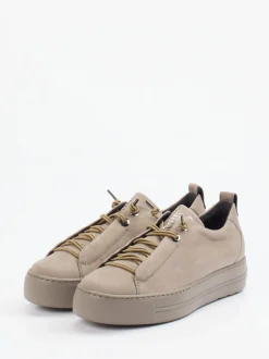 Paul Green – Plateau-Sneaker aus Nubukleder beigegrau