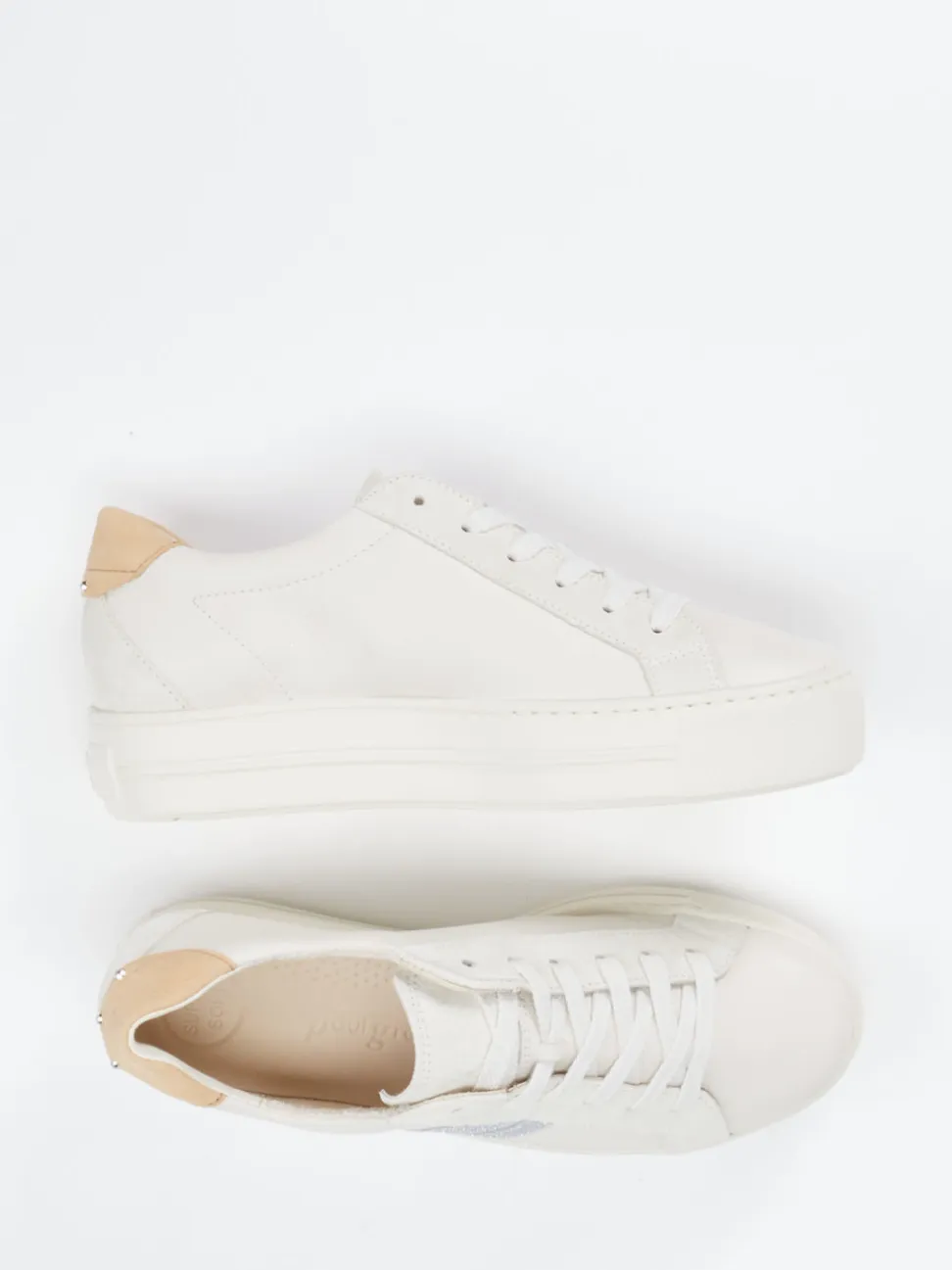 Paul Green – Plateau-Sneaker aus Kalbleder in Offwhite