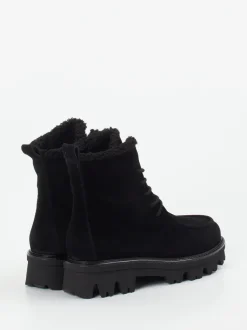 Paul Green – Schnürboots aus Veloursleder schwarz