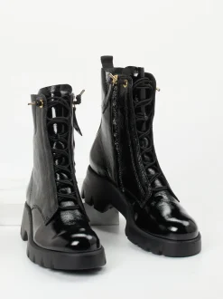 Paul Green – Schnürboots aus Lackleder schwarz