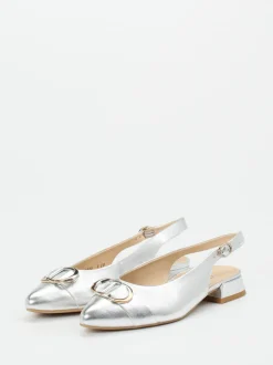 Paul Green – Slingpumps aus Metallicleder in Silber