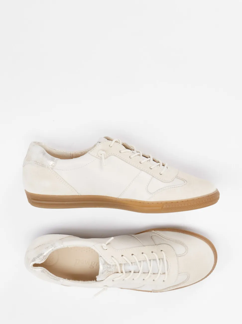 Paul Green – Sneaker aus Kalbleder und Veloursleder Beige