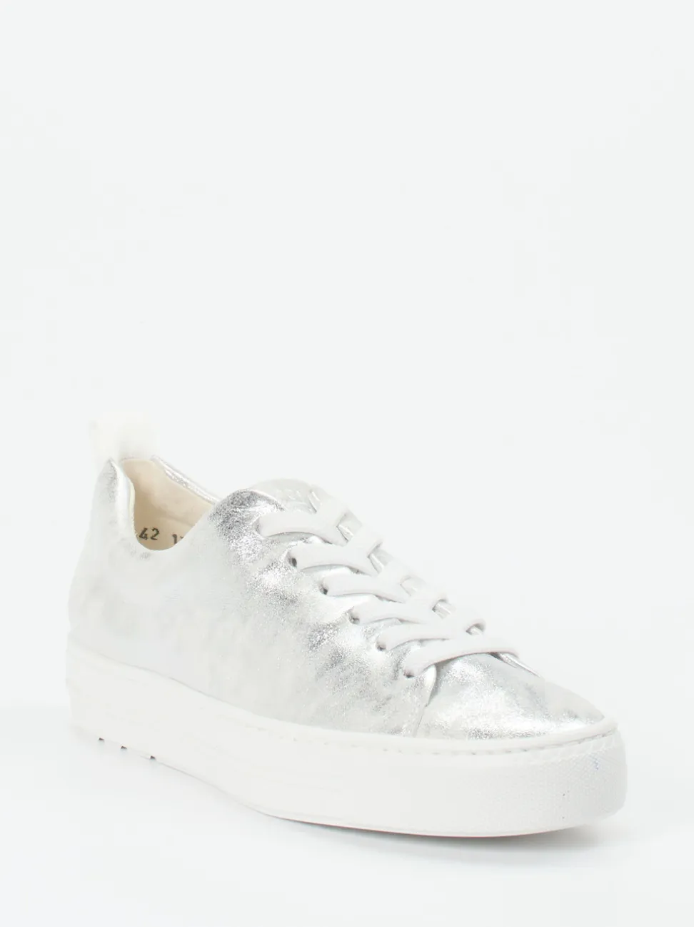Paul Green – Sneaker aus Kalbleder silberfarben