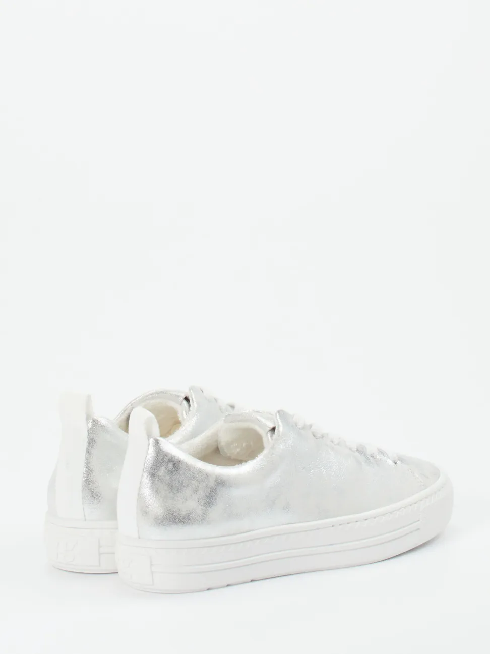 Paul Green – Sneaker aus Kalbleder silberfarben
