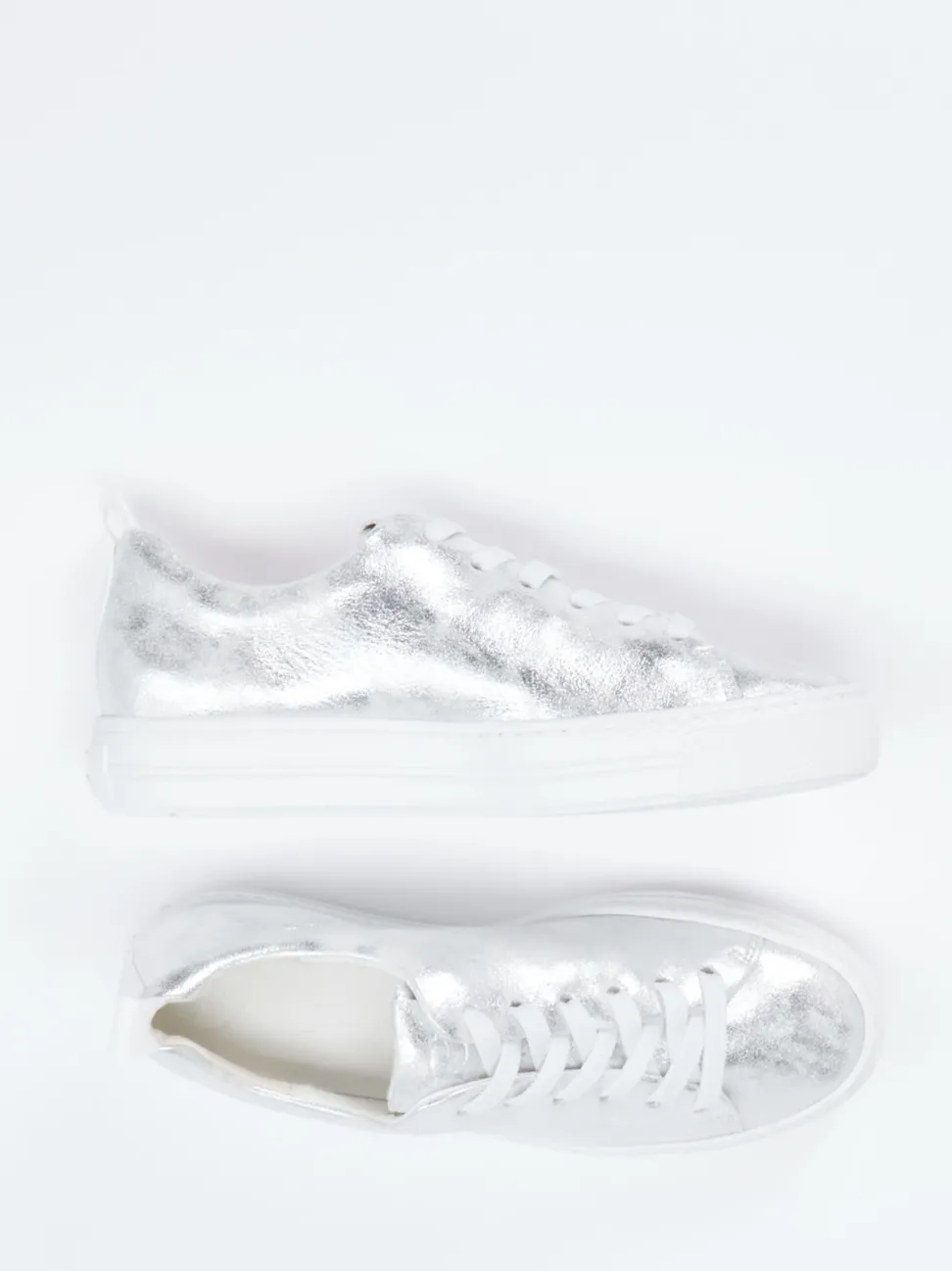 Paul Green – Sneaker aus Kalbleder silberfarben