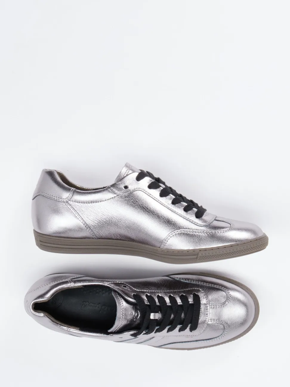 Paul Green – Sneaker aus Metallicleder silberfarben