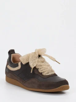 Paul Green – Sneaker aus Velour- und Glattleder braun