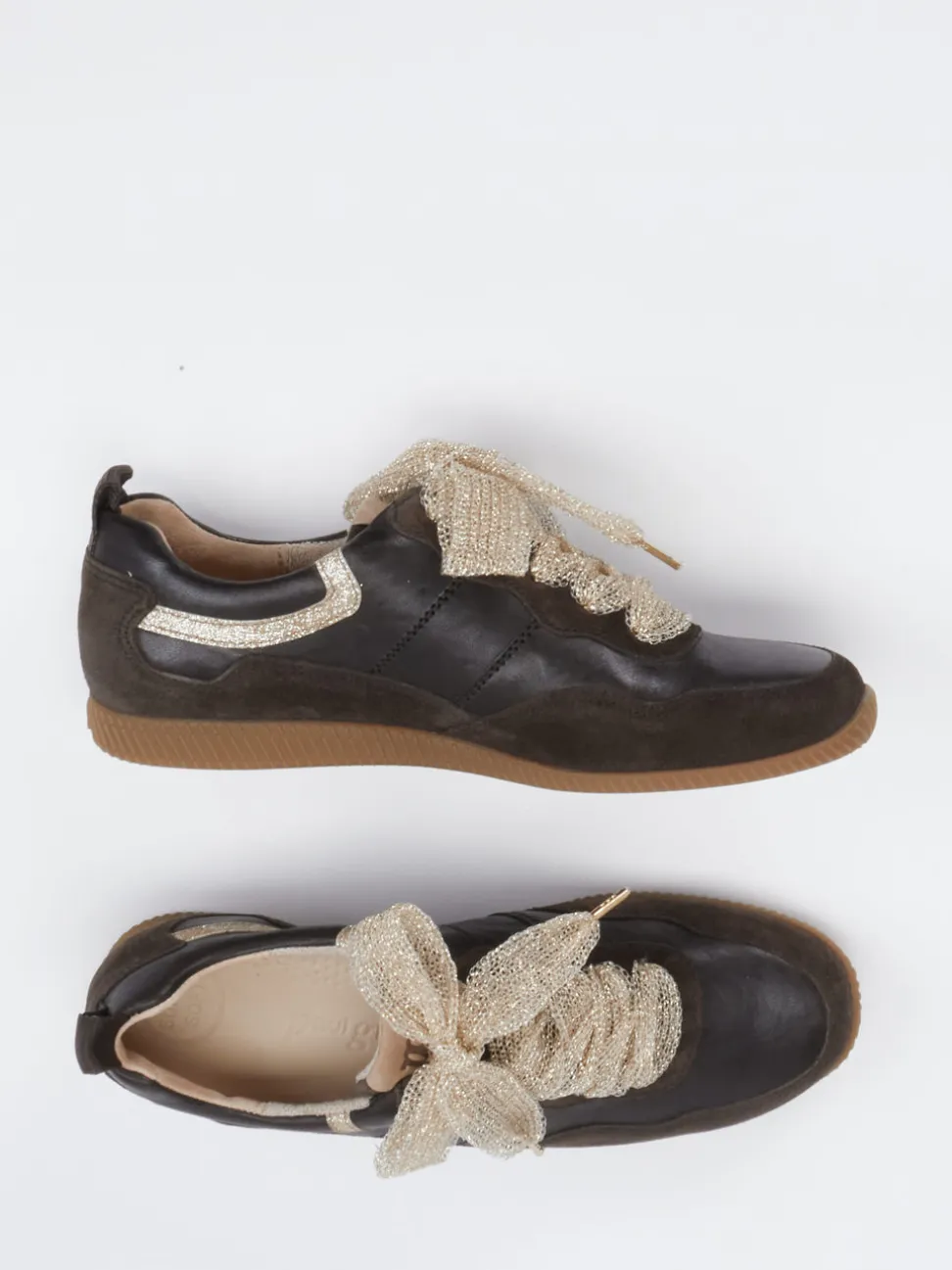 Paul Green – Sneaker aus Velour- und Glattleder braun