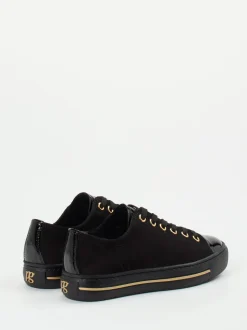 Paul Green – Sneaker aus Veloursleder in Schwarz-Gold