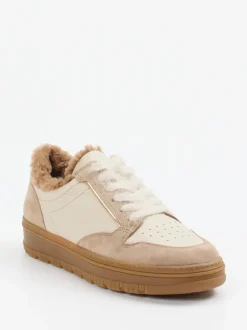 Paul Green – Sneaker aus Velourleder in Creme-Beige