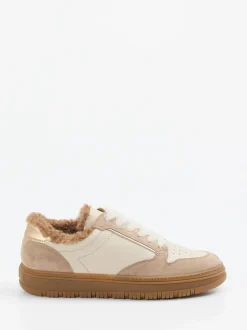 Paul Green – Sneaker aus Velourleder in Creme-Beige
