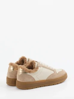 Paul Green – Sneaker aus Velourleder in Creme-Beige