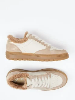 Paul Green – Sneaker aus Velourleder in Creme-Beige