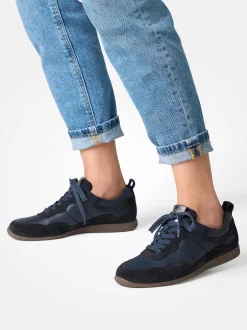 Paul Green – Sneaker aus Velour- und Glattleder dunkelblau