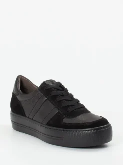 Paul Green – Sneaker aus Velour/Leder Schwarz