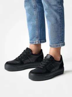 Paul Green – Sneaker aus Velour/Leder Schwarz