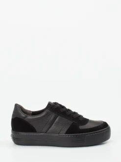 Paul Green – Sneaker aus Velour/Leder Schwarz