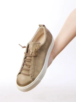 Paul Green – Sneaker aus Veloursleder olivbeige